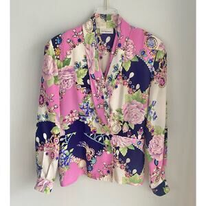 Vintage Dana Buchman Women’s 6 Silk Blouse Floral Jewelry Watches Victorian 90s